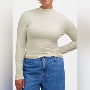 Madewell Cream Ribbed Long Sleeve Top Size small